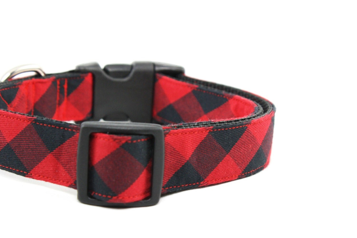 Red Buffalo Plaid Dog Collar Red and Black Winter Checkered