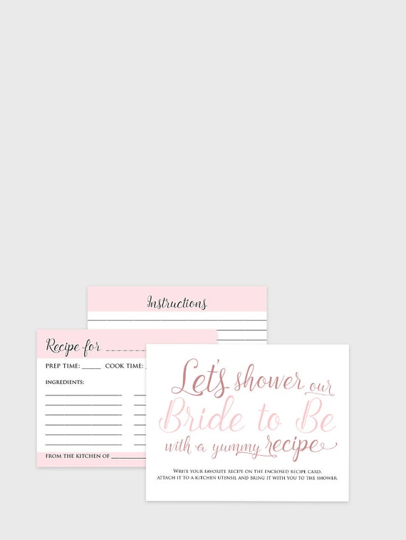 Bridal Recipe Cards - Instant Download - Printable bridal shower recipe card game instructions, cards and table sign