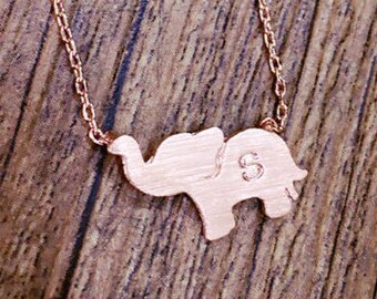 Personalized initial elephant necklace, initial jewelry, Elephant Jewelry, Friendship necklace, sterling silver necklace, silver elephant