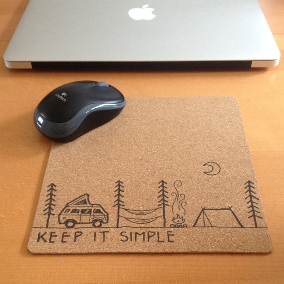 MOUSE PAD Made with real cork wood Mousepad Keep it by TheEcoOwl