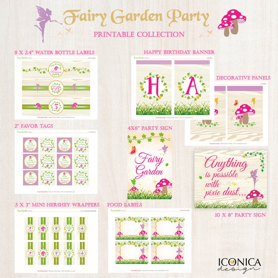 Fairy Garden Printable Party Decor Woodland Digital Files Il 570xn