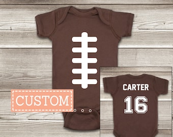Football ONESIES ® Brand Baby Bodysuit Personalized with Name and Number on the Back Personalized Football Shirts Custom Football Jersey
