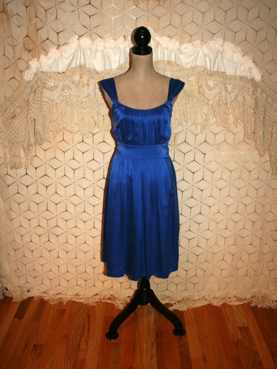 Royal Blue Silk Dress Silk Midi Dress Blue Dress Blue Party