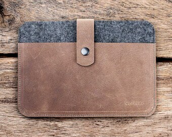 iPad Pro 10.5 case sleeve leather gray-brown felt 10.5 9.7 12.9 Mini 4 Apple Pencil, birthday gift for him, suitable crafted for iPad