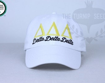 Delta Delta Delta Sorority Baseball Cap - Custom Color Hat and Embroidery.