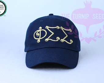 Phi Sigma Sigma Baseball Cap - Marbles - Custom Color Hat and Embroidery.