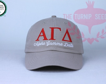 Alpha Gamma Delta Sorority Baseball Cap - Custom Color Hat and Embroidery.