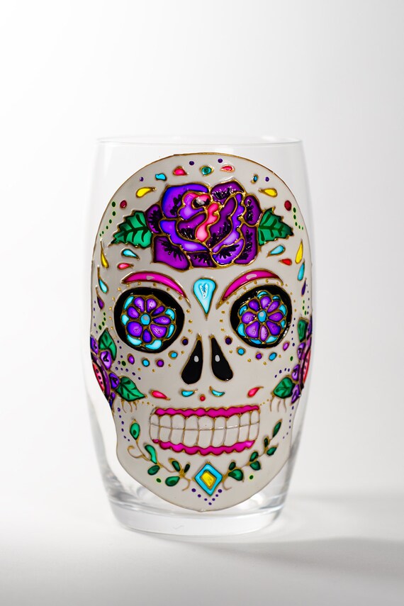 Sugar Skull Gifts Mexican Skull Stemless Wine Glasses