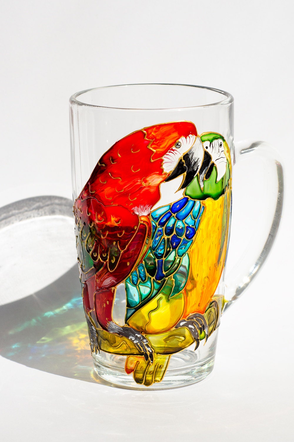 Bird Mug Parrot Large Coffee Mugs Tropical Gift Hand Painted