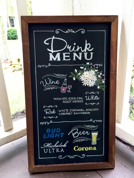 Custom Chalkboard Wedding/Party/Bar Drink Menu by TimberAndType