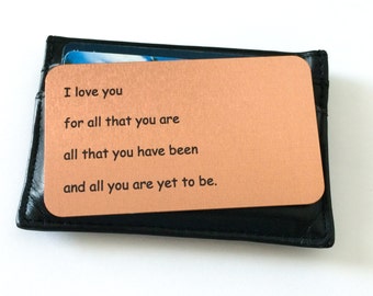 Personalized Copper Wallet Insert Card - Anniversary Gift for Men - Custom Text Image - Rustic - 7th Anniversary Year - Husband - Boyfriend