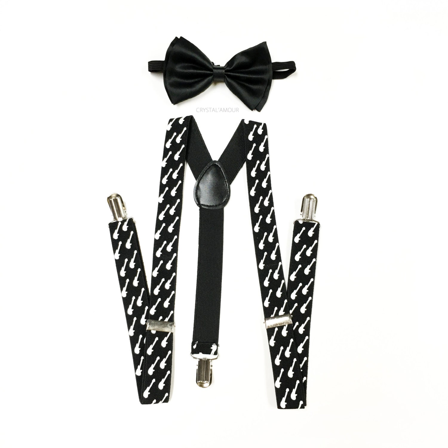 mens suspenders guitar bowtie set black suspenders guitar