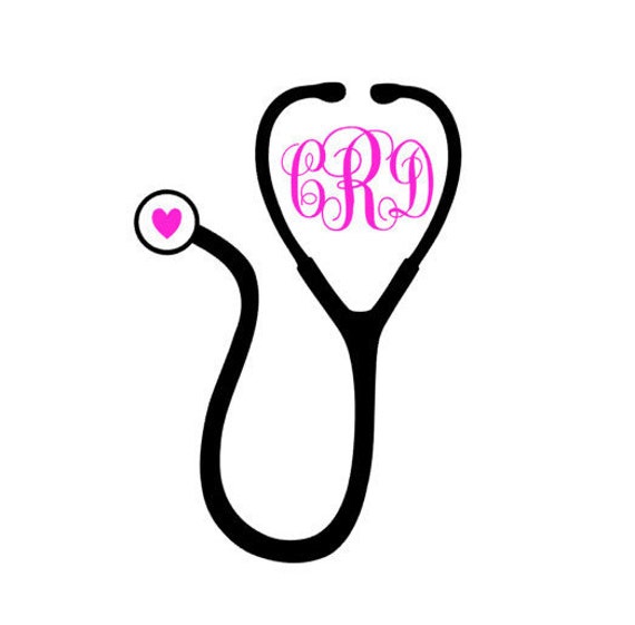 Monogram Stethoscope Mutilcolor Decal By Dakotasdecals On Etsy