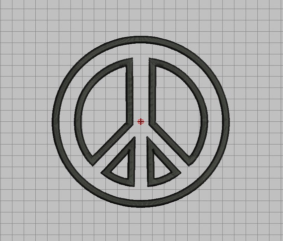 Peace Sign Applique Embroidery Design in 3x3 4x4 5x5 and 6x6