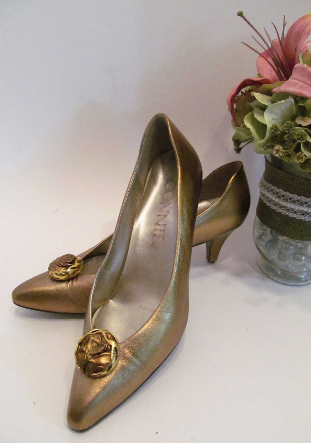 Vintage Gold  Leather Connie Women s Dress  Shoes  Vintage
