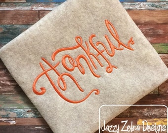 Thankful Word Saying Embroidery Design - Thanksgiving Embroidery Design