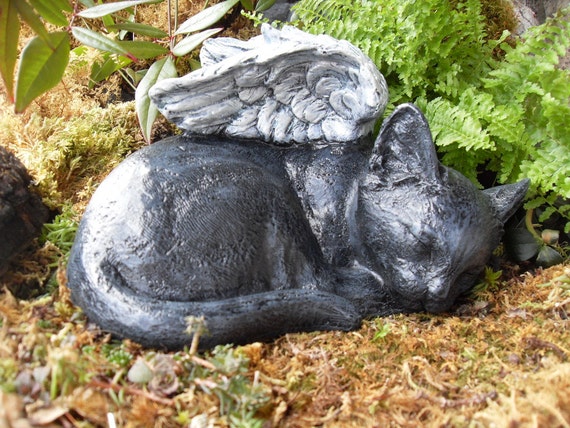 sleeping cat stone garden ornament