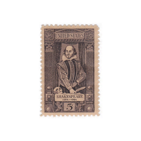 10 Unused Vintage Postage Stamps 1964 5c William Shakespeare