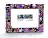 Purple Mosaic Frame, purple decor, lilac, black, silver Frame, Vintage Brooches, Jewelled Photo Frame, Girlfriend photo gift Purple Mosaic Frame, purple decor, lilac, black, silver Frame, Vintage Brooches, Jewelled Photo Frame, Girlfriend photo gift