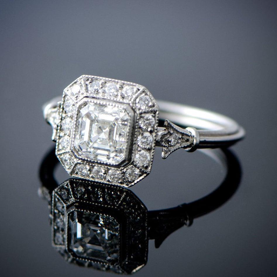 Vintage Asscher Cut Diamond Engagement Rings 4