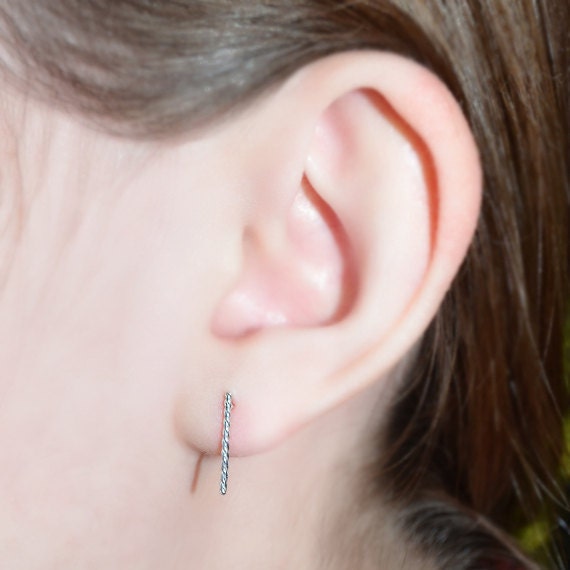 Simple Stud Earrings Bar - Sterling Silver Post Earings - Stud Earrings - Cartilage Earring Stud - Helix Earring - Conch Jewelry