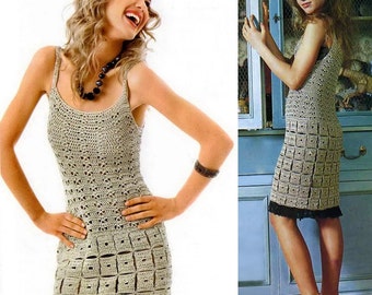 Crochet dress PATTERN, crochet mini dress pattern, description in English for every row, boho crochet dress pattern, crochet tunic pattern.