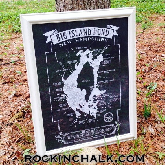 Map of Big Island Pond NH New Hampshire Chalk Style by RockinChalk