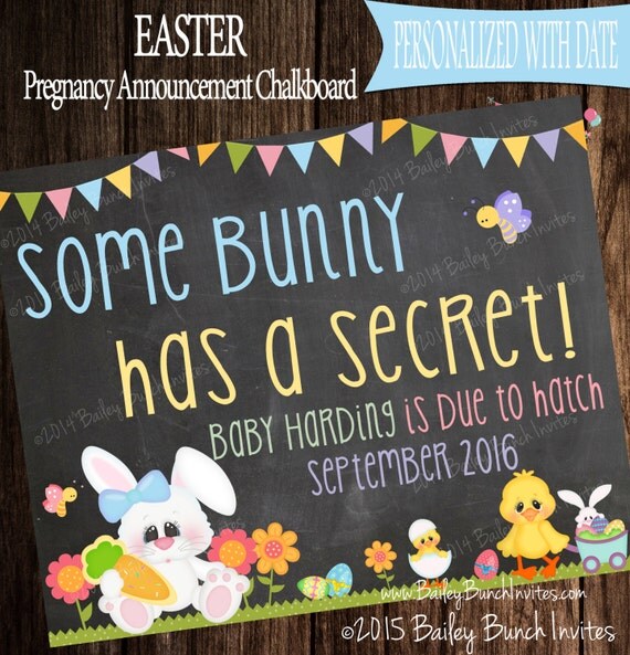 Easter Pregnancy Announcement Chalkboard by BaileyBunchInvites