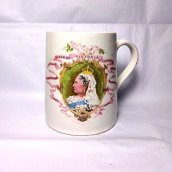1897 Diamond Jubilee Queen Victoria Antique Souvenir Mug
