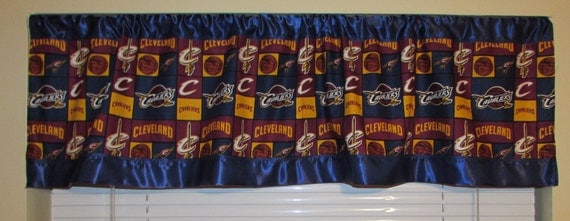 Cavaliers satin edge curtains/cotton valance/navy satin edge
