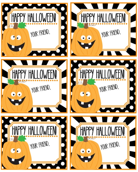 Cute Pumpkin Happy Halloween Tags Printable Instant