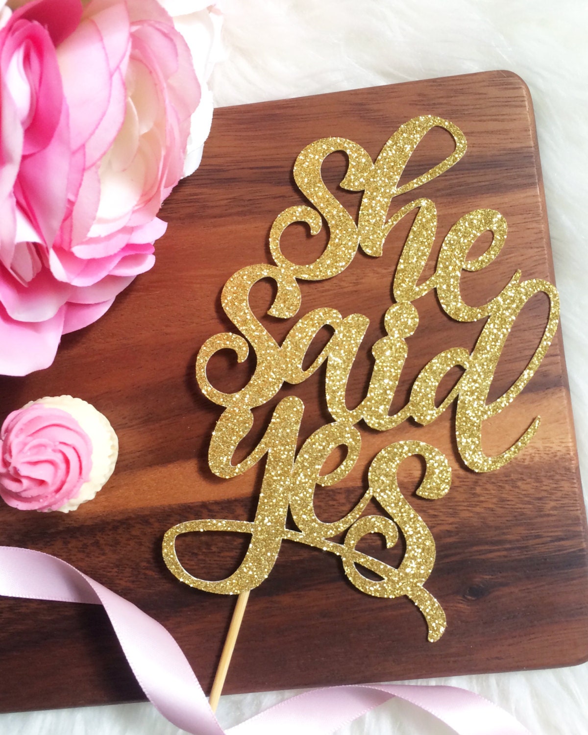 She Said Yes Cake Topper Bridal Shower Cake Topper