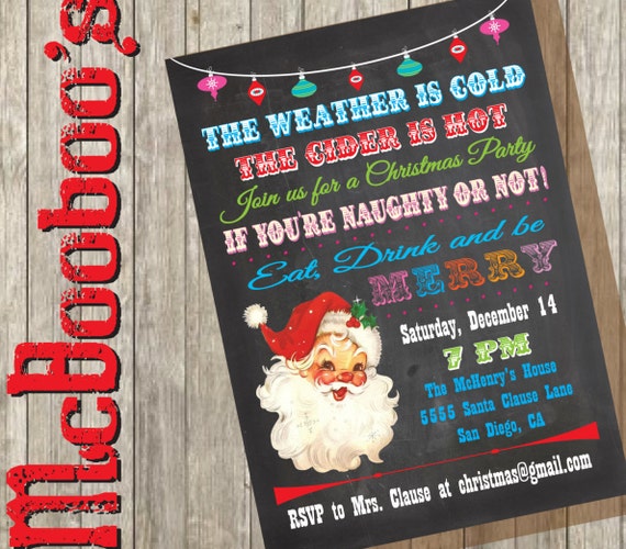 Naughty of Nice Christmas Party Invitation with a vintage
