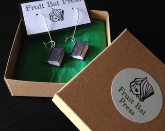 Miniature Book Dangle Earrings