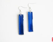 Blue Bar Earrings, Geometric Rectangle Earrings, Royal Blue Drop Earrings, Resin Dangle Earrings, Womens Minimalist Earrings, Stick Earrings
