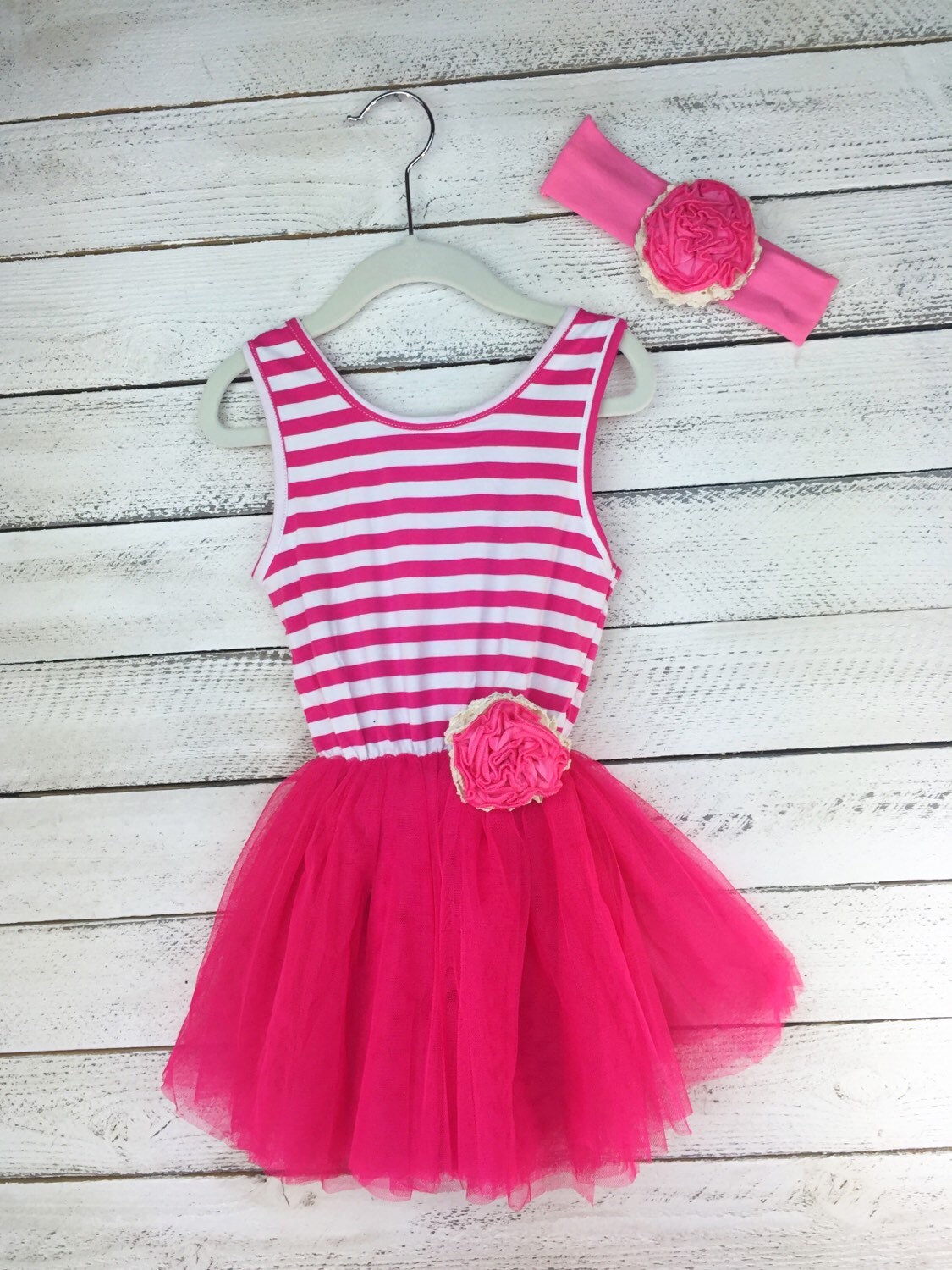 Bright Pink Striped Tutu Dress Toddler Dress Girl by MJfordiva