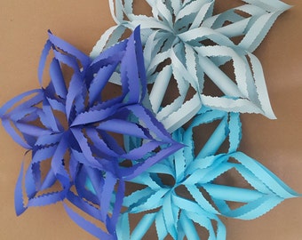 Frozen Birthday Decorations 14" 3D Blue Paper Snowflakes, Frozen Birthday, Frozen Party, Frozen Colors, Paper Christmas Decorations