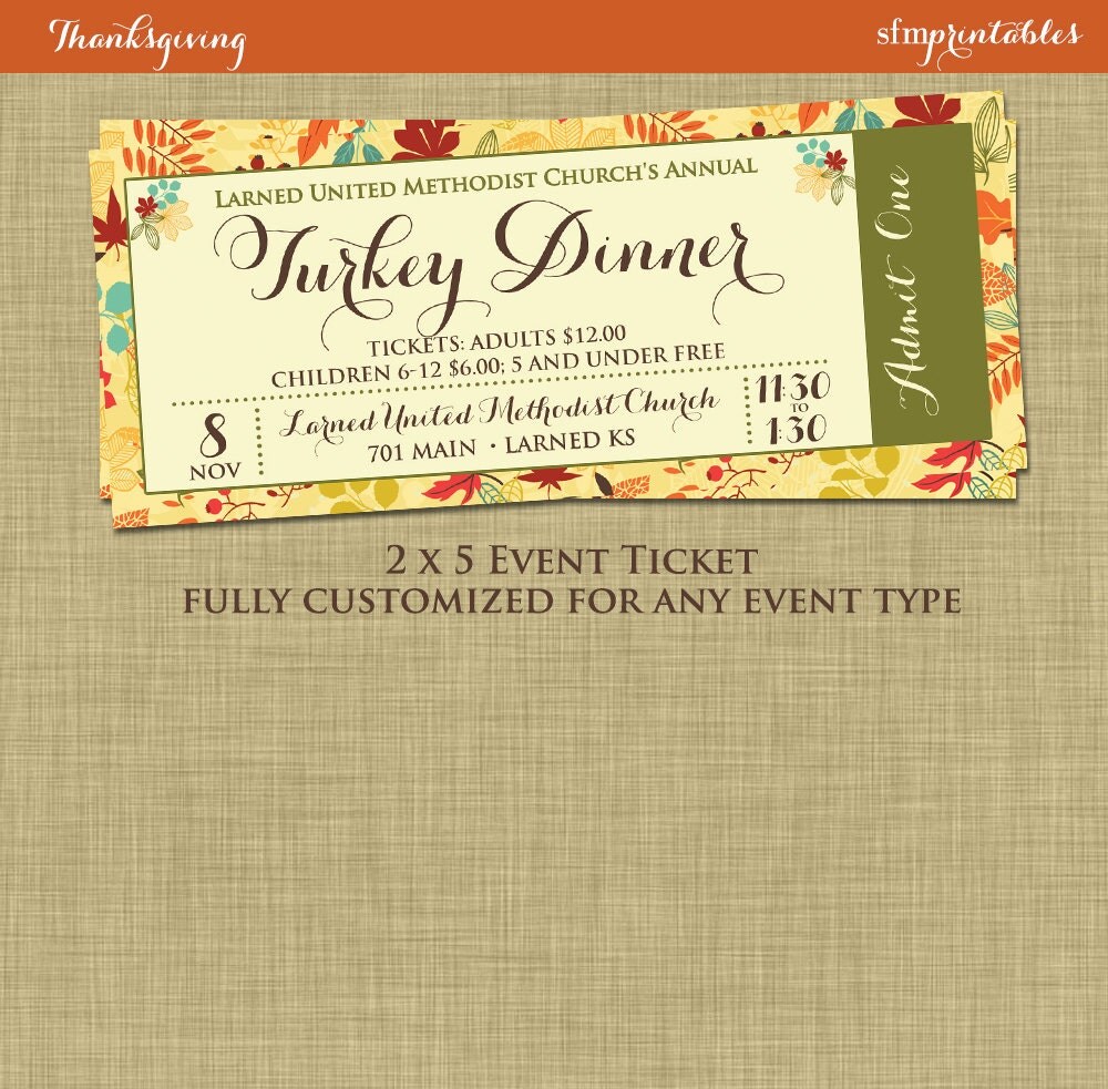 Fall Turkey Dinner Event Ticket Harvest Thanksgiving