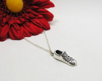 Marathon Shoe Necklace - Charm Necklace - Jogging Shoe - Silver Marathon Shoe Charm - Running Shoe Charm - Exercise Charm - Sports Jewelry