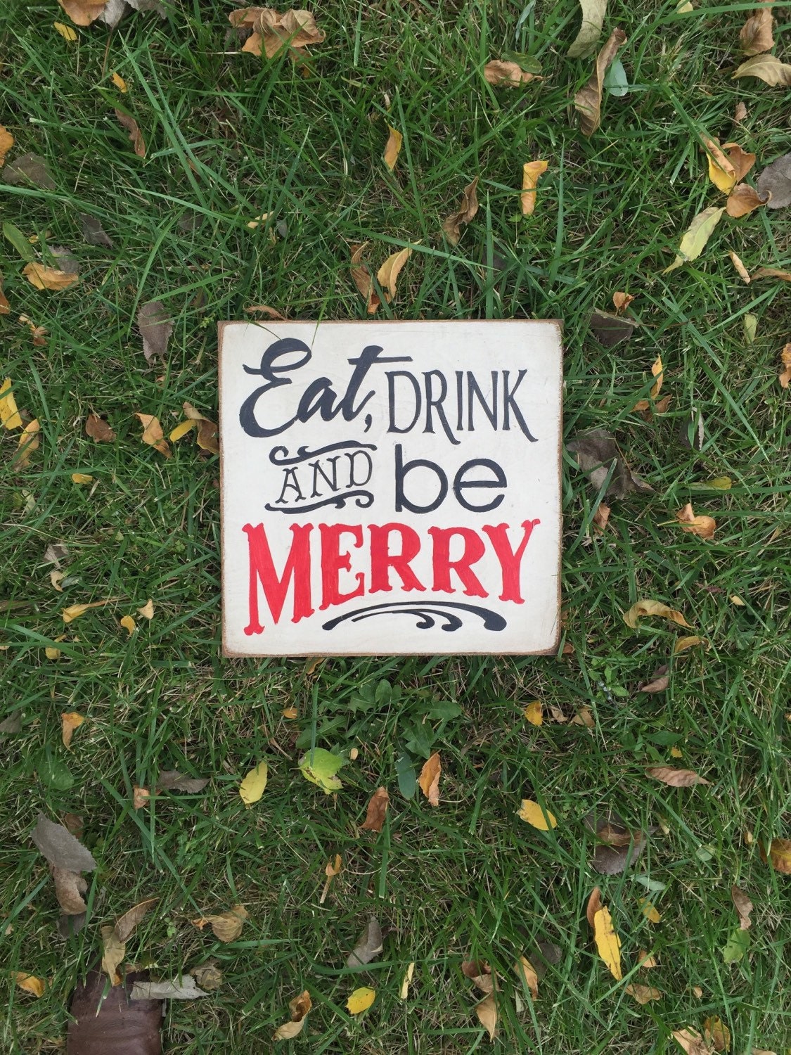 FREE SHIPPING Eat Drink Be Merry Sign Primitive Wood