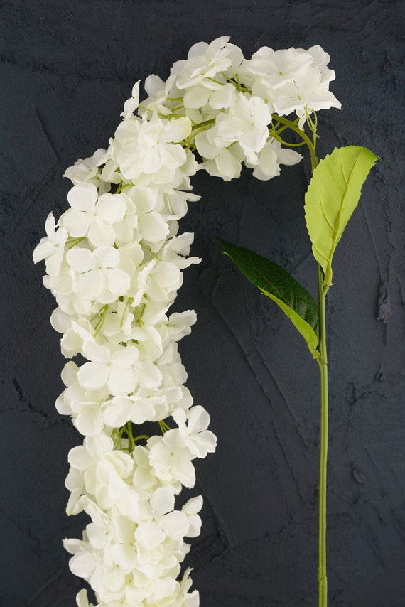 Items similar to 4 72 inch HANGING WHITE HYDRANGEA Wired Stem Flowers 
