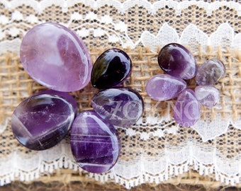 TEARDROP Amethyst Stone Plugs - Double Flared - 1 Pair - 10mm - 11mm - 12.7mm - 14mm - 16mm - 19mm - 22mm - 25mm - Organic