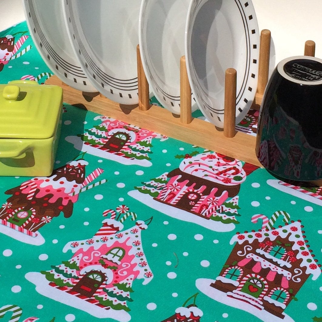 Turquoise Dish Drying Mat RV Christmas Kitchen Gifts Retro