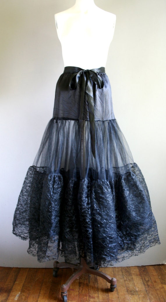 Oooh La La - Black Lace Petticoat - Drop Waist - Tiered - Steampunk - Mermaid - Flamenco - Spanish - Wedding - Prom by NoGritNoGlory steampunk buy now online