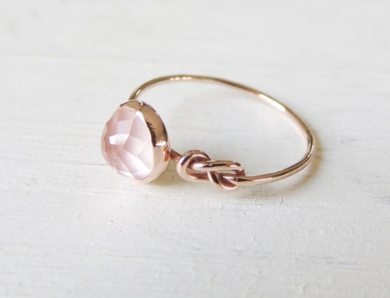 Rose Quartz Infinity Knot Ring