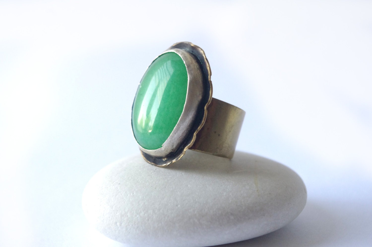green gemstone ring jade gemstone ring statement green ring