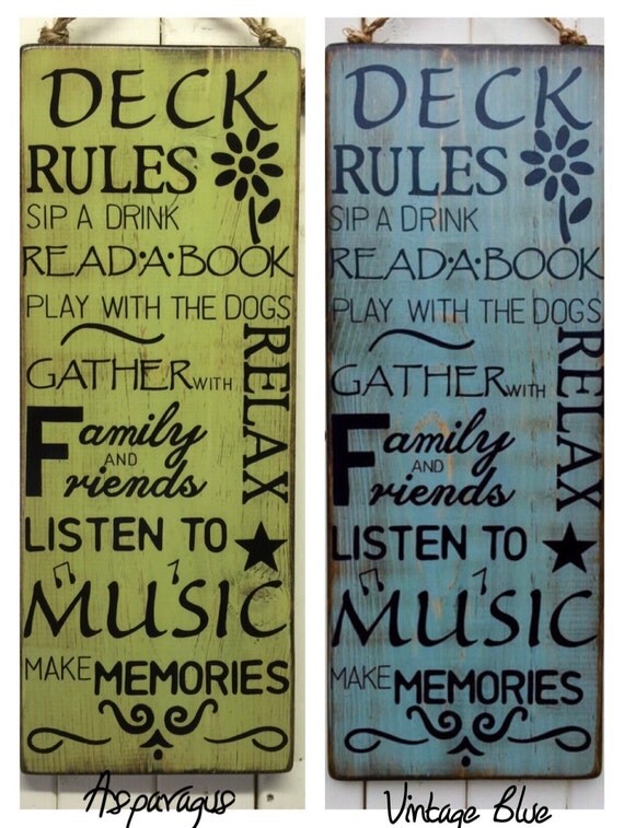 Large Deck Rules Sign Hand painted sign by TheVintageHammer