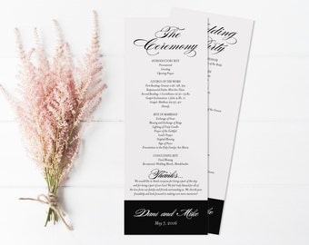 Elegant Printable Wedding Program Template, Editable Text, DIY Wedding Program Template, 3.75x10, PDF Template, Calligraphy Script, #KKD106