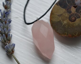 Faceted Grape Rose Quartz Pendant