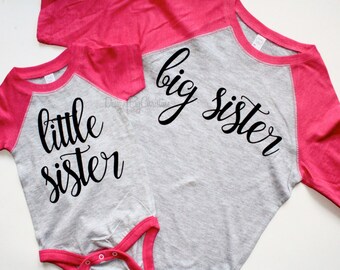 Big Sister baseball shirt. Little Sister baseball shirt. Siblings shirt. Baseball shirt. Big sister shirt. Little Sister shirt